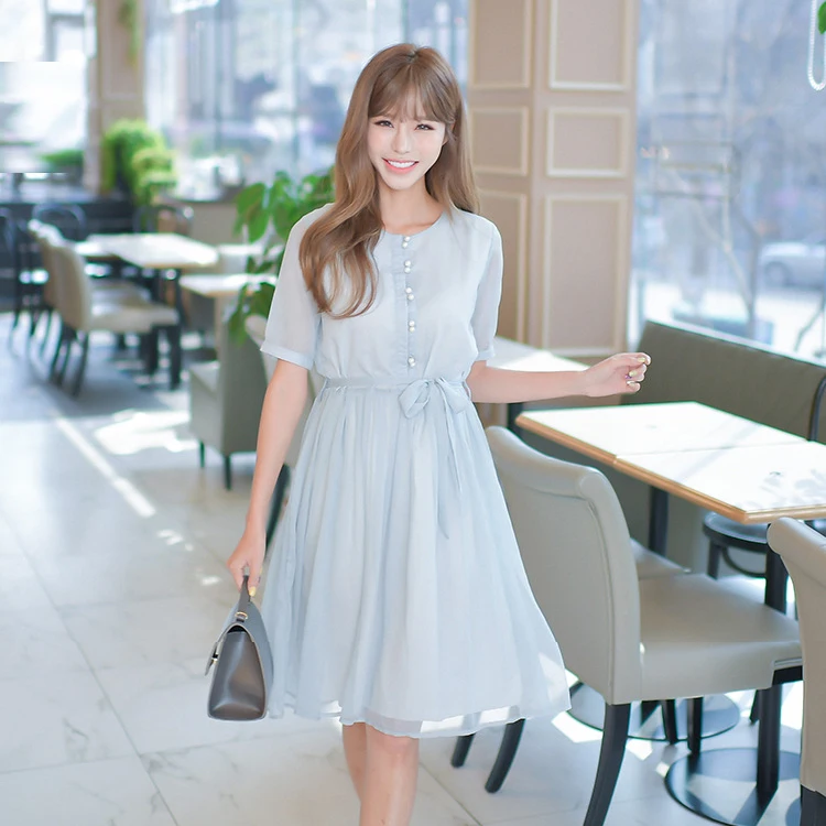 Zipipiyf 2017 новый короткими рукавами кружева dress плиссе sweet жемчужина кнопку|lace dress|dress