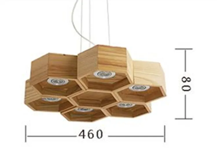 

Northern Europe Art Wood Led Living Room Lamps Wooden Honeycomb Hanging Lights Bar Coffee Studio Light Fixture Free Shipping