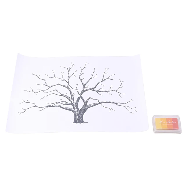 Yellow tree Персонализированная Картина на холсте, отпечаток пальца, свадебное дерево, гостевая книга, свадебные подарки, сделай сам, украшение для вечеринки на день рождения - Color: Yellow tree