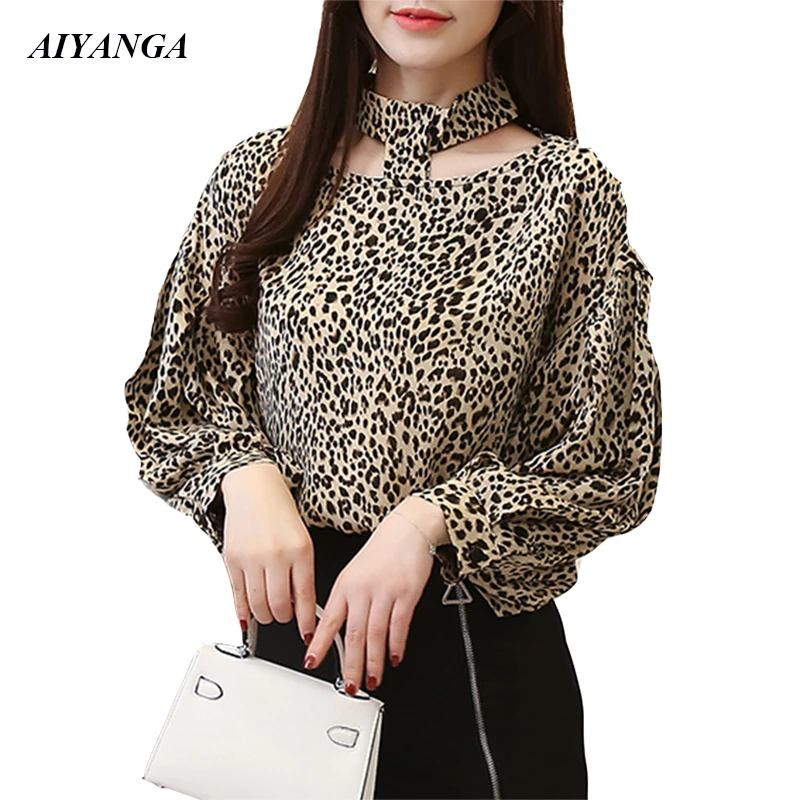 Women's Leopard Blouse 2019 Spring Chiffon Shirts Female Long Sleeve Blouse Loose Womens Shirts For Office Lady Fashion Blusas
