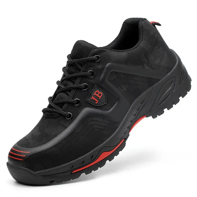 539-black red Work Safety Shoes Steel Toe Work Boot men shoes Anti-puncture Safety Boot indestructible shoes Slip-on male shoes adult Sneaker - Цвет: 539-black red