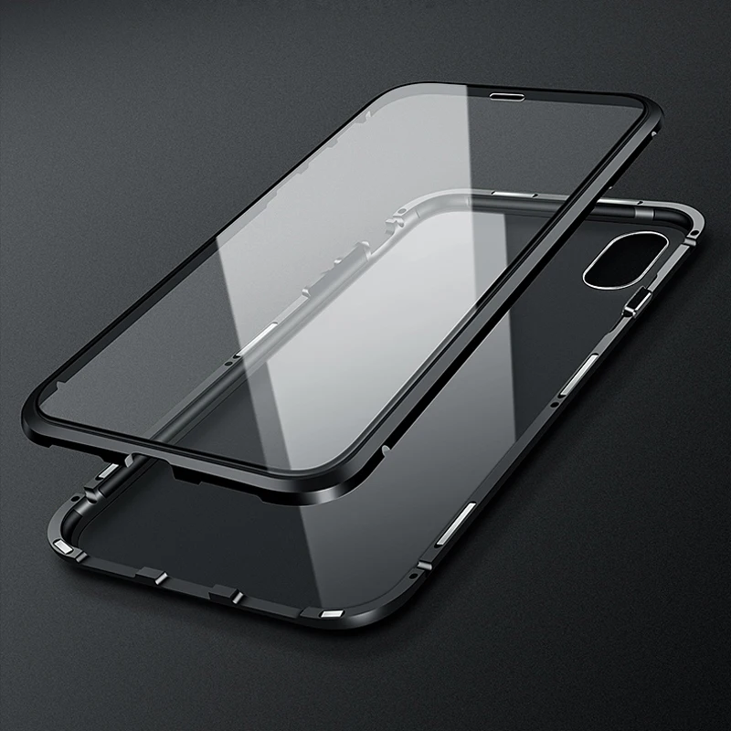 360 Full Body Magnetic Glass Case For Apple coque iPhone 7 8 Plus X XS Max Metal Bumper Cover etui 8Plus 7Plus |