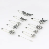 5pcs lapel pins broochs vintage style anglerosedragonflystarfish fashion metal jewelry for trendy women