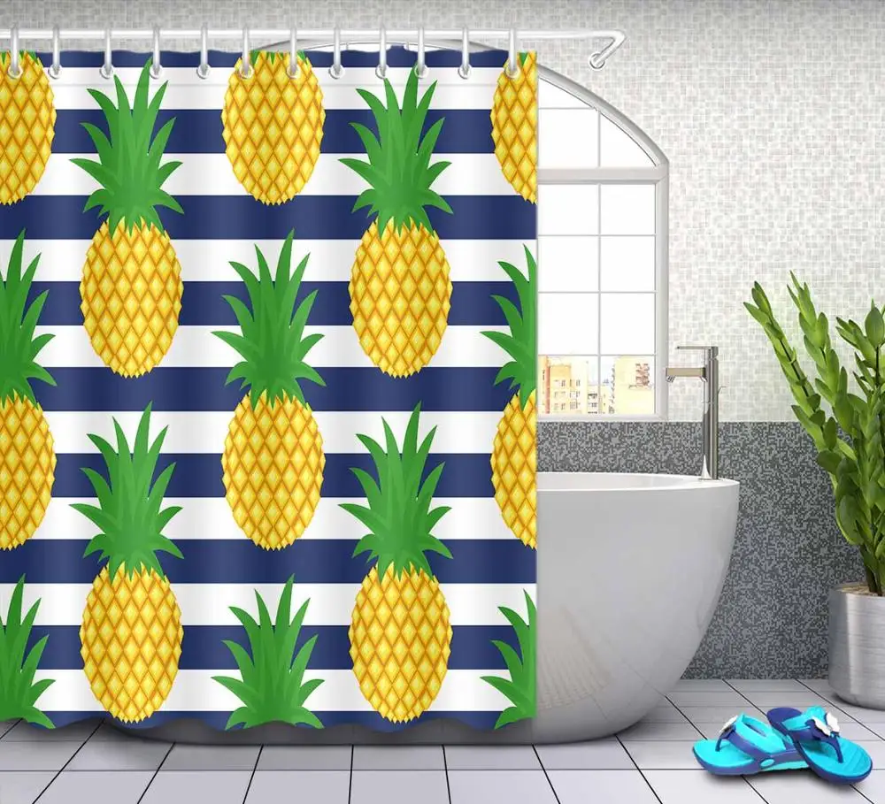 only curtain-5756 LB 72 ''12 крючков, водонепроницаемые тропические цветы и ананасы, занавески для душа, s набор, занавески для ванной комнаты, ткань для ванной, домашний декор - Цвет: only curtain-5756