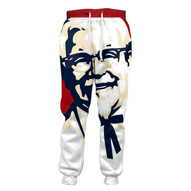 Off white pants Забавные 3D штаны для бега KFC Colonel, мужские повседневные свободные штаны, мужская одежда унисекс в стиле хип-хоп, Pantalon Homme - Цвет: Off white pants