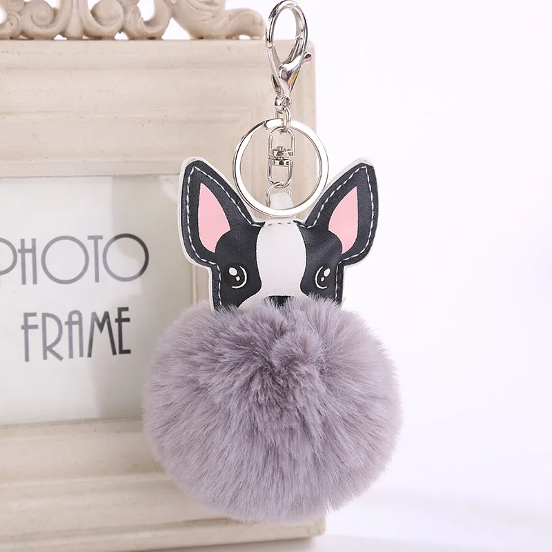 Милый брелок Pom Dog с меховым помпоном держатель для ключей ручная сумка подвесные