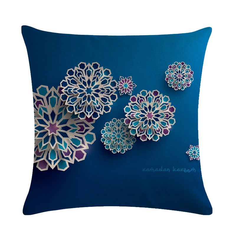 3D Цветочный синий фон с рисунком чехол для подушки льняной декоративные дивана