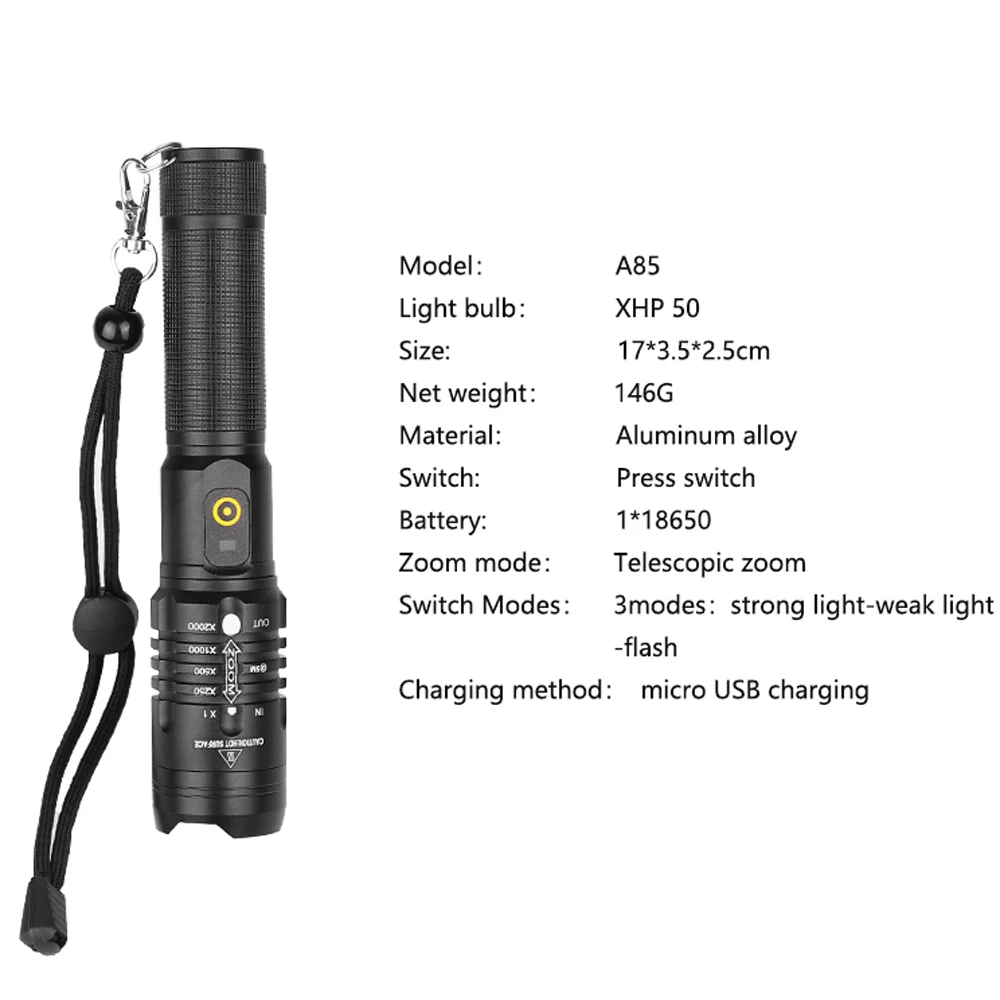 Мощный светодиодный фонарь XHP50.2, перезаряжаемый фонарь XHP70.2, USB фонарь с зумом, XHP50, охотничий фонарь для самообороны, 18650