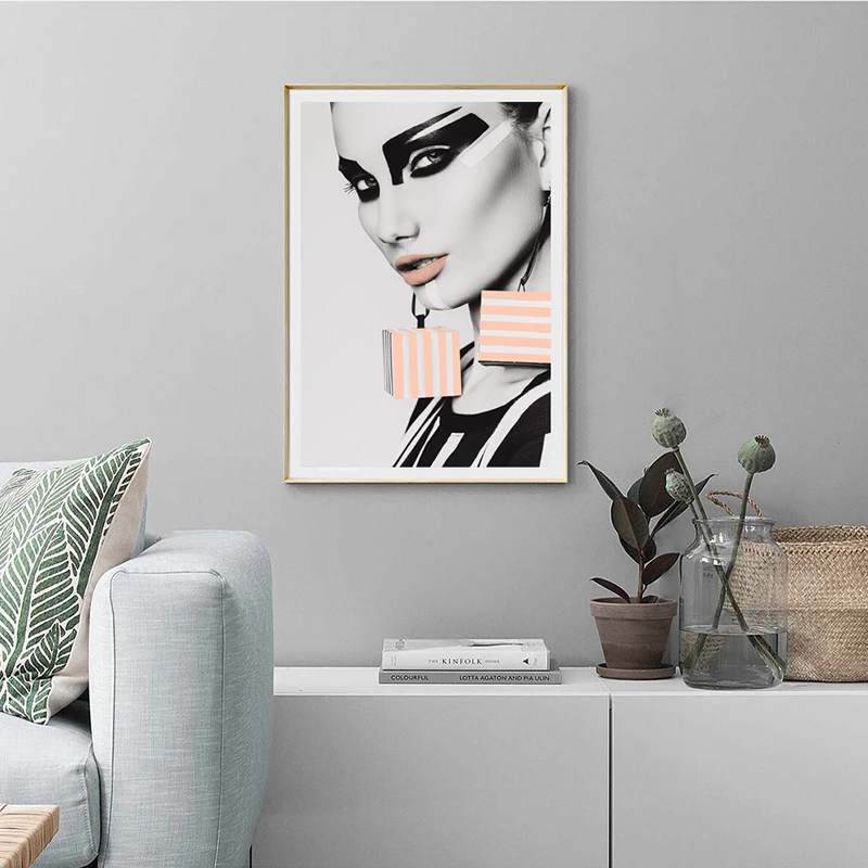 Черно белая модная Настенная картина для девочек Раскрашивание на холсте