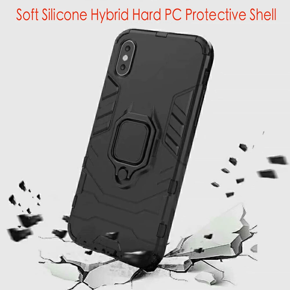 Для iPhone 11 Pro X XS Max XR 8 7 6S Plus Huawei P30 Samsung S10 + подставка с кольцом на палец ТПУ