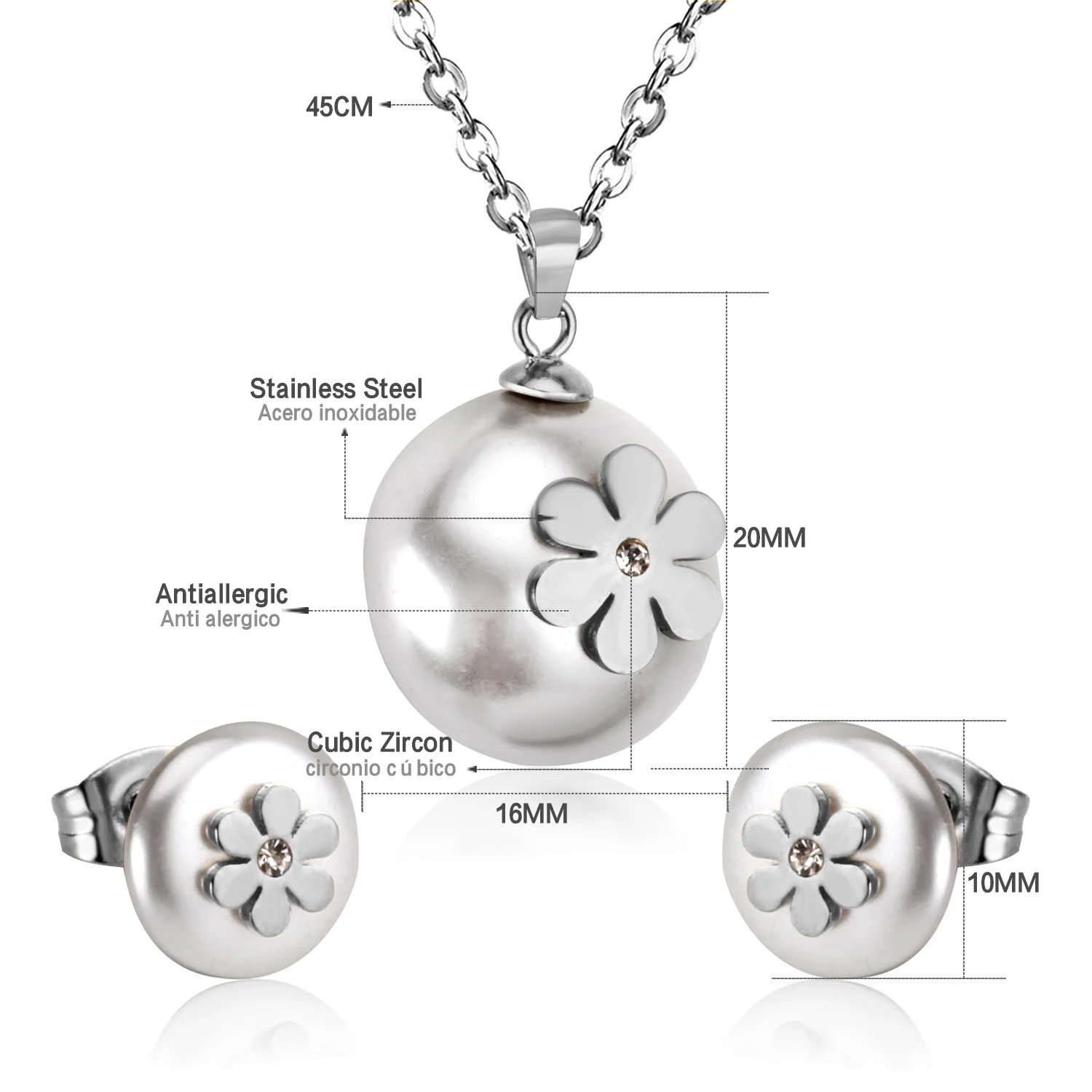 Ювелирный Комплект из колье и серёг нержавеющей стали|flower jewelry set|fashion setjewelry sets |