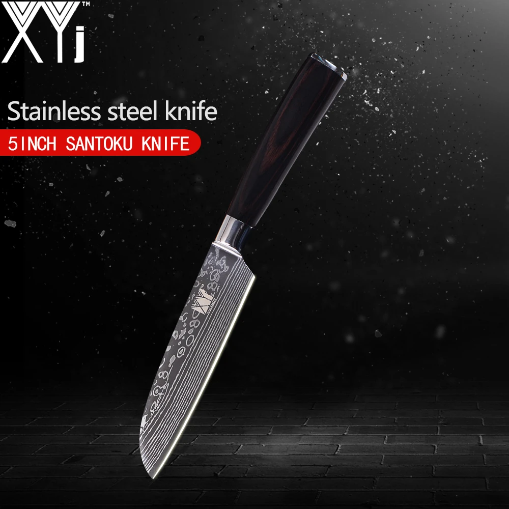 XYj одиночный нож из нержавеющей стали 3 5 7 8 дюймов кухонный с красивым рисунком