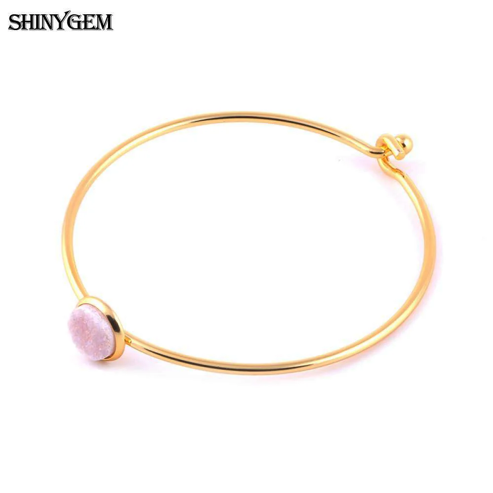 ShinyGem позолоченные браслеты 10 мм круглые цветные яркие цветочные регулируемые