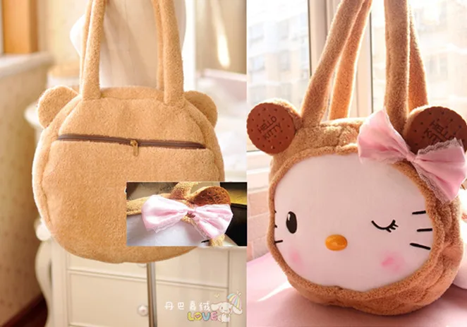 Kawaii печенье hello kitty лук плюшевая сумка на плечо Сумочка Розничная сумочек Мумия сумка