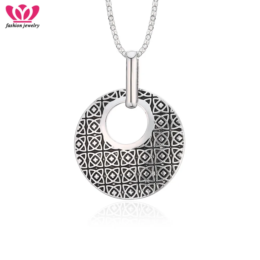 Vintage Big Round Pendant Necklace Women Sweater Long Chains Classic Style Jewelry Geometric Necklaces European Fashion | Украшения и