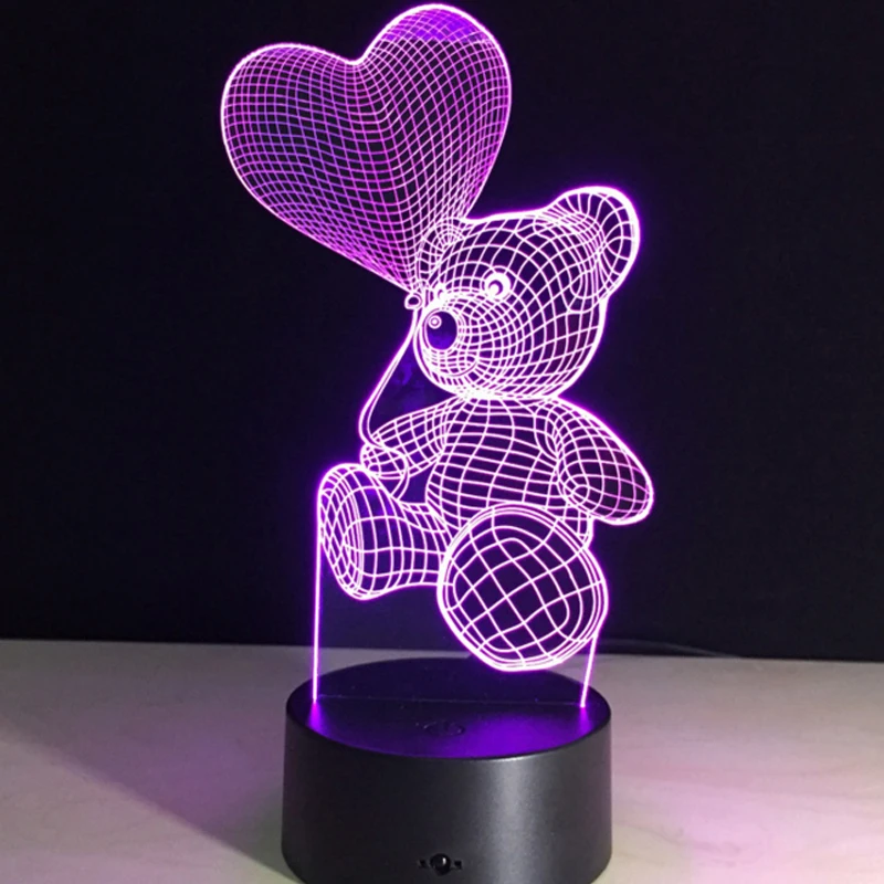 Медведь Иллюзия лампы Детские комнаты деко проектор настольная лампа ночного