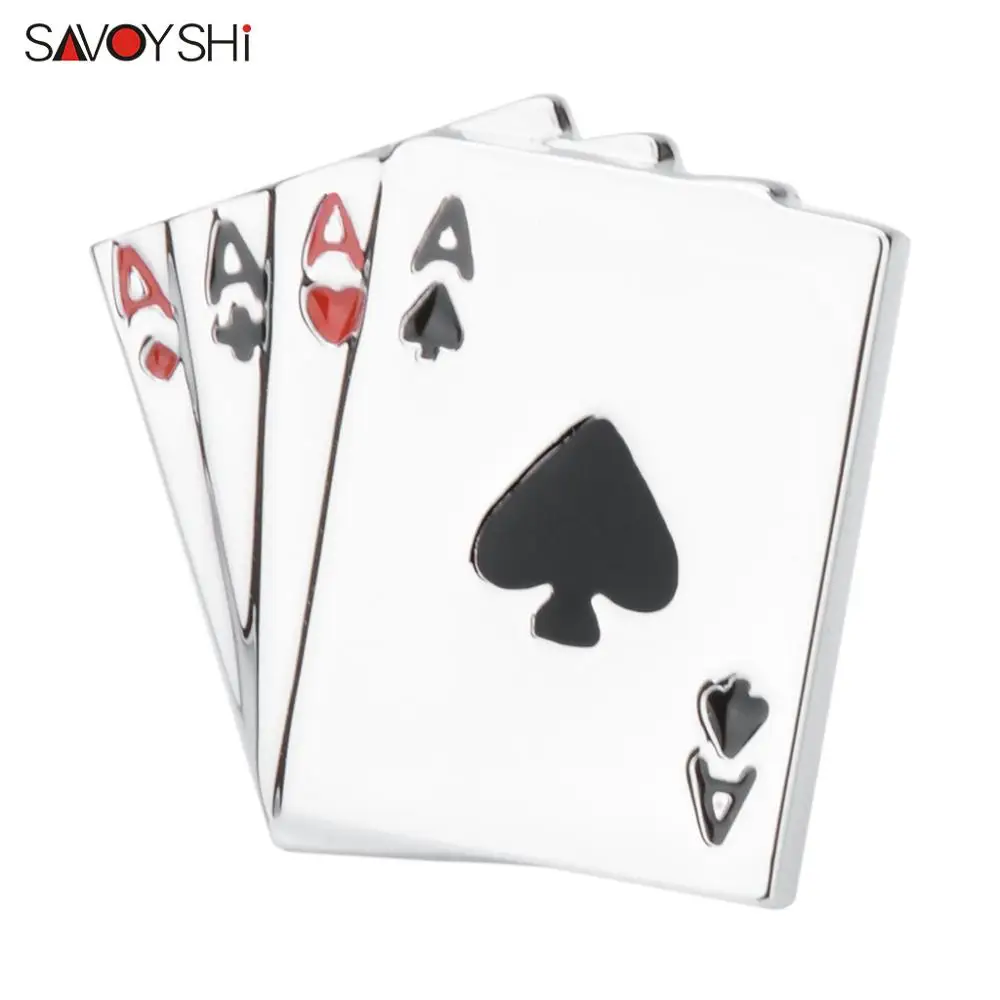 SAVOYSHI Новинка Броши с надписями о покере булавки для женщин платье шляпа сумка воротники булавка мода Мужская брошь ювелирные изделия Прямая поставка - Окраска металла: Родиевое покрытие