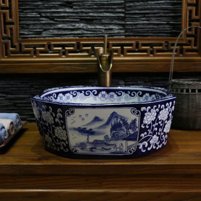Сценическая раковина jingdezhen керамическая для лица раковина|Раковины ванной| |