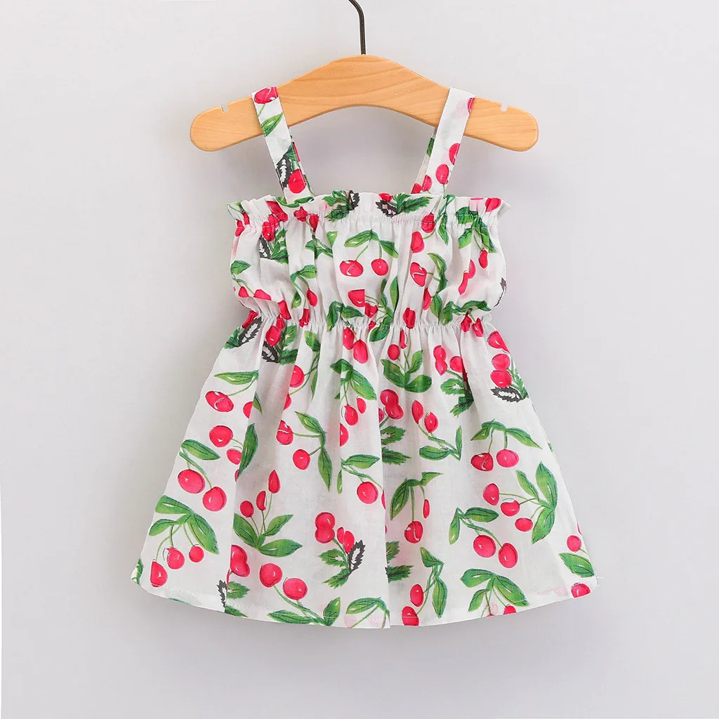 T Dress For Girls Sleeveless Summer Girl Print Children Ruched Teenage Kids Clothes 1 2 3 4 5 Year 6.26 | Детская одежда и обувь