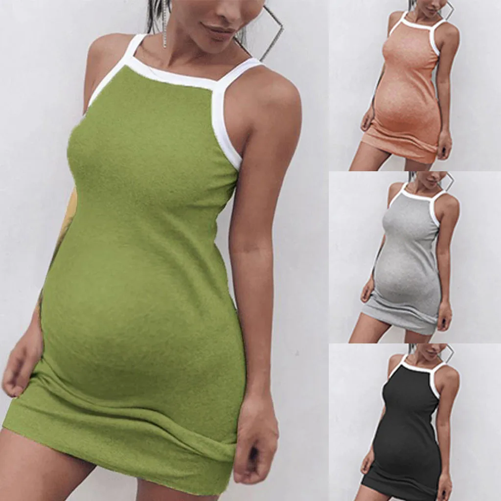 Платья для беременных на тонких бретельках платье без рукавов с цветными блоками