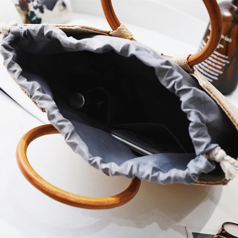 BERNO Fly летняя Соломенная женская Пляжная Сумка круглая сумочка с кольцом струнная