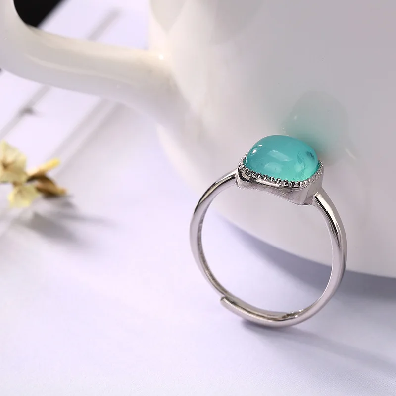Регулируемое серебряное кольцо Amazonite 100% 925 пробы для женщин кольца на руку