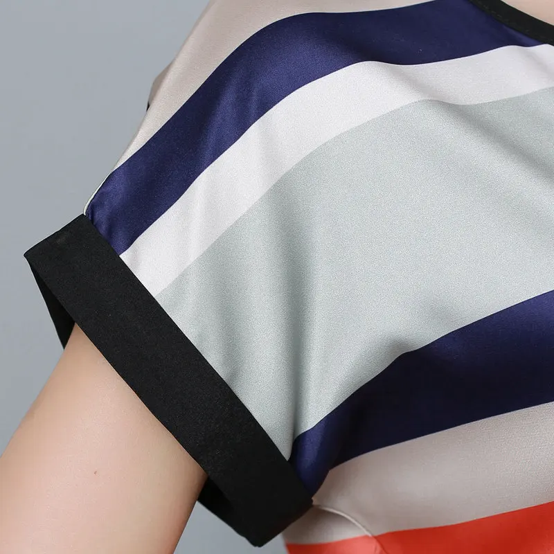 Полосатый Blusas Femme 2018 Дамы О образным вырезом топы Женский с рукавами летучая мышь