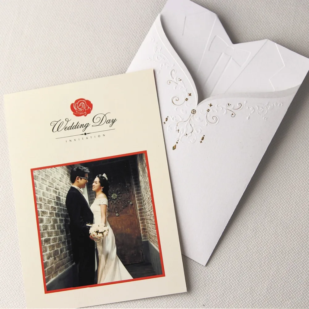 WISHMADE Свадебные Приглашения с черным и белым Жених невеста предлагает карты для