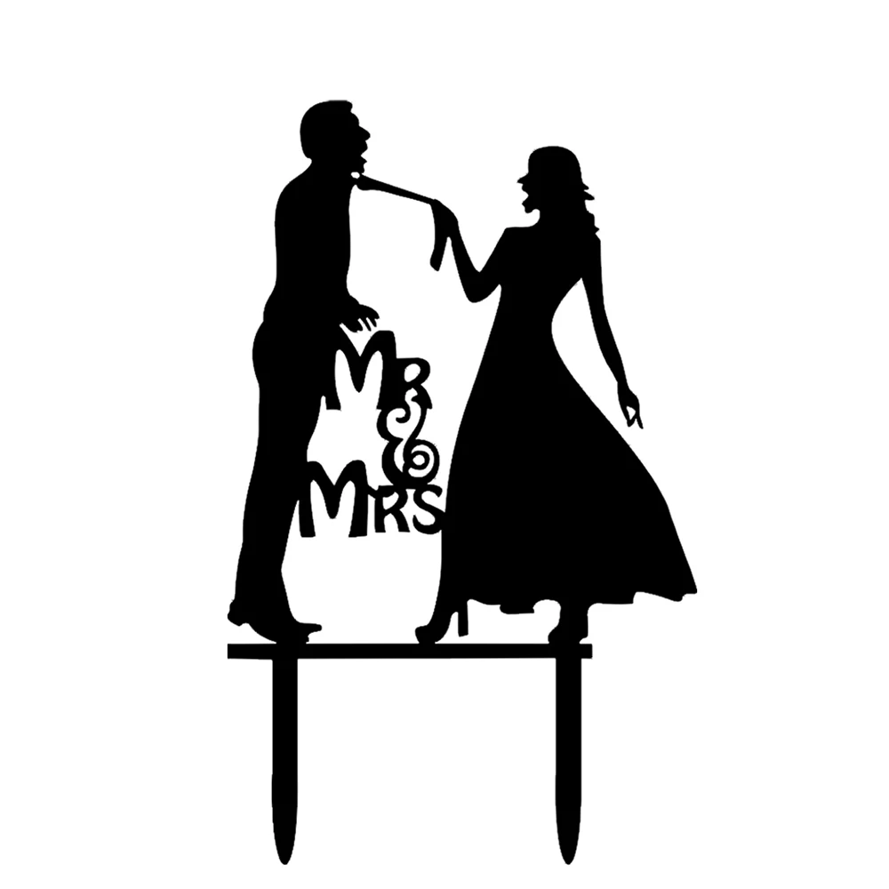 Акриловые Mr& Mrs Жених и невеста свадебный торт Топпер украшения для праздника 8 видов стилей опционально - Цвет: as it shows