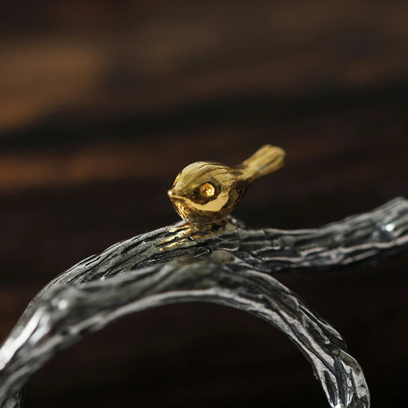 Женское кольцо в виде птицы Lotus Fun дизайнерское ручного изготовления из