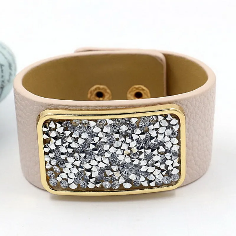 Женские браслеты из искусственной кожи в европейском стиле панк с широкими