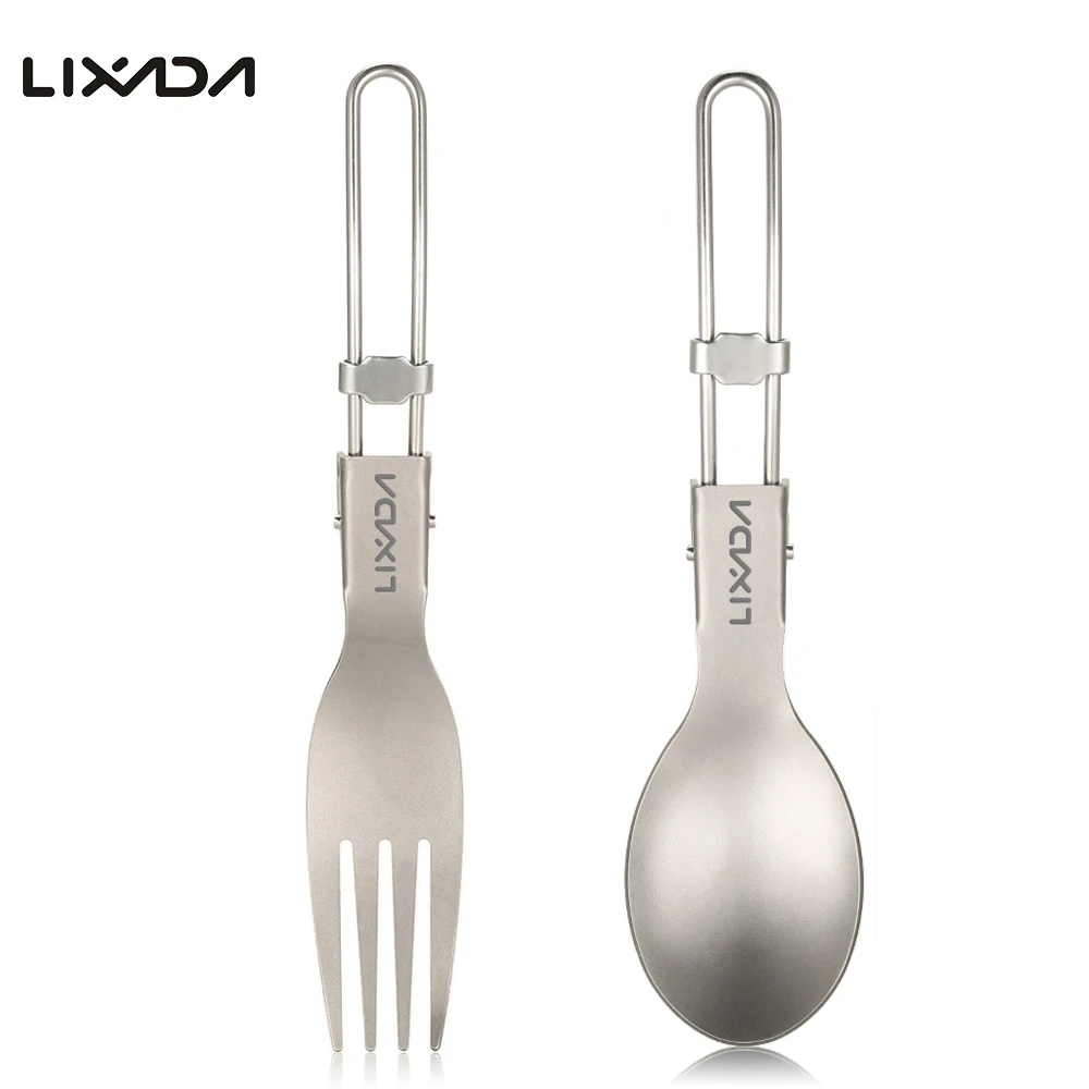 Складная ложка Lixada Spork титановая посуда легкая ручка для пикника кемпинга