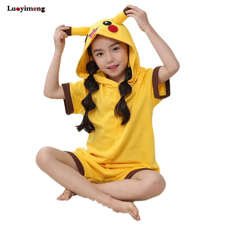 Новый pijama de лето Рубашка с короткими рукавами пижамы мультфильм хлопок Onepiece Kawaii
