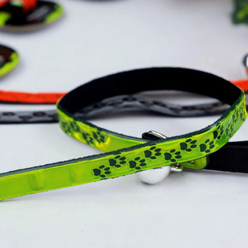 Paw Reflective Dog Cat Traction Rope Haulage Necklace Pet Leash Retractable cats Collar Chain Collars With Bell | Дом и сад