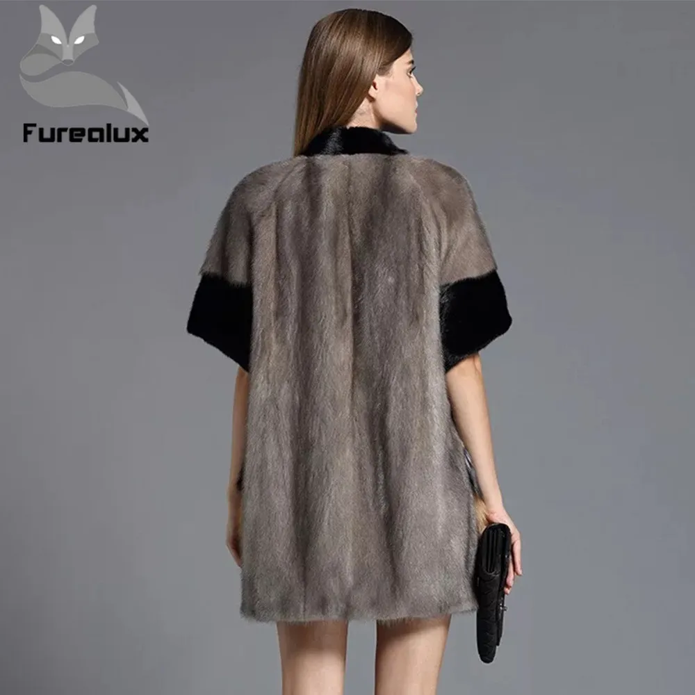 Женская шуба из 2019 натурального меха норки Furealux Длинная зимняя для отдыха |