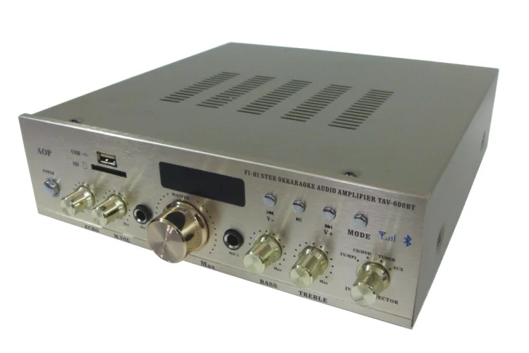 TAV-600BT 220 В 150 Вт+ 150 Вт HIFI стерео караоке KTV Bluetooth домашний аудио усилитель с USB SD двойной микрофон вход FM радио