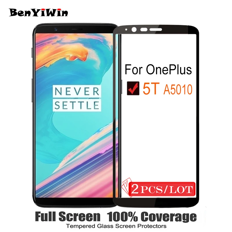 2 шт. 100% оригинальное закаленное стекло с полным покрытием для OnePlus 5T защита