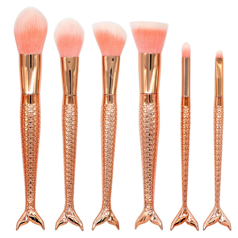 6-15PCS Mermaid Makeup Brushes Set Professional Foundation Powder Eyeshadow Eyebrow Contour Concealer Blush Tools | Красота и