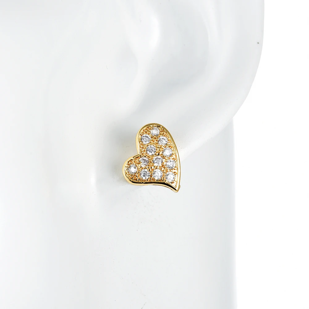 Мода любовь сердце женщин девушек золотой цвет CZ кубического циркония серьги
