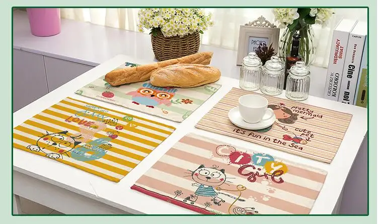 Kawaii мультяшный коврик из ткани для украшения стола, коврик для кухни, кухонный коврик, индивидуальный дизайн, H089