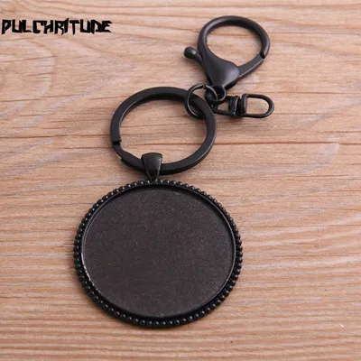 40mm PULCHRITUDE 1 шт. 20-40 мм круглый черный Кабошон Настройки металлический брелок аксессуары Diy пустой цинковый сплав База лотки для брелок - Цвет: 40mm