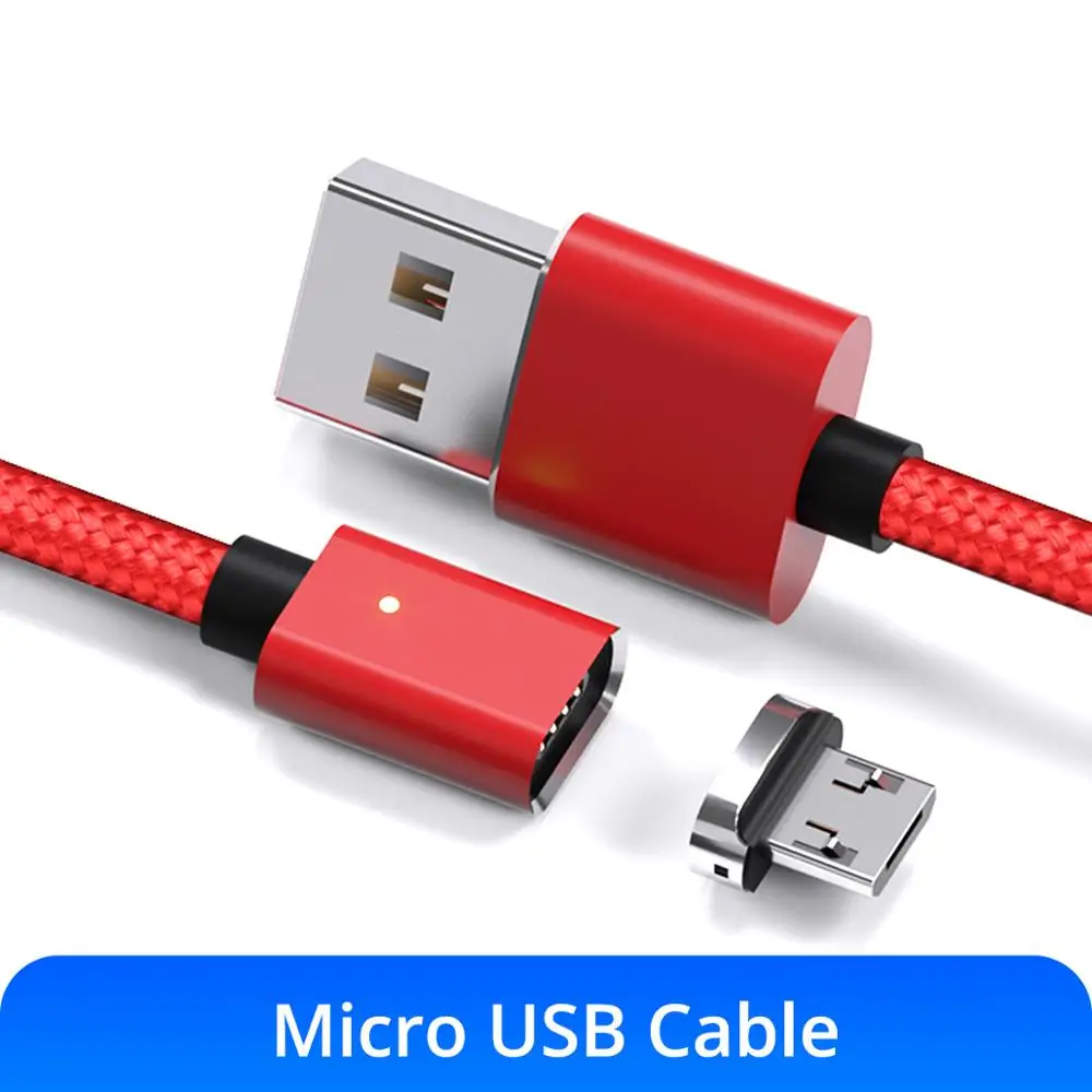 red micro cable ANMONE Магнитный кабель Micro usb type C кабель 1 м 2 м нейлоновый плетеный провод для быстрой зарядки быстрое зарядное устройство для телефона Магнитный зарядный шнур для передачи данных - Цвет: red micro cable