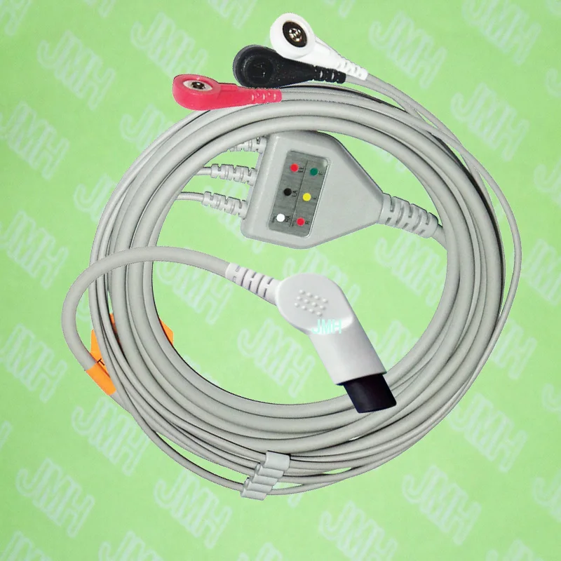 

Compatible BCI,CSI,GE,Nellcor,Nihon Kohden and HP ECG Machine the one-piece 3 lead cable and snap leadwire,IEC or AHA,bent 6pin.