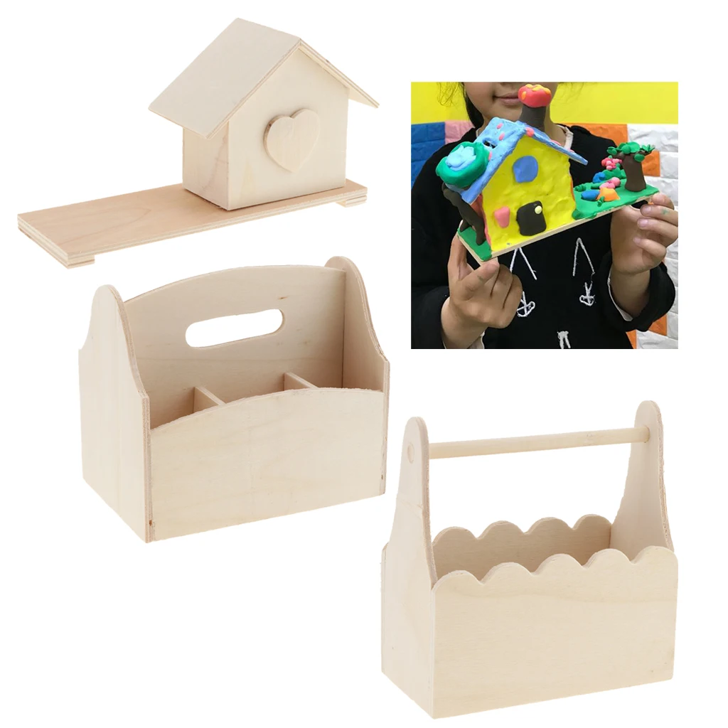 MagiDeal специальный дизайн Неокрашенный Деревянный DIY коробки для денег корзина дом ручка контейнер узор ремесло Домашняя Коллекция декоративные