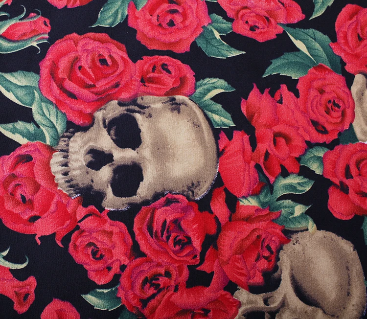100х14 0 см/39 &quotx 55&quot Роза череп эластичный Поплин Ткань|sewing cloth|fabric diypoplin fabric |