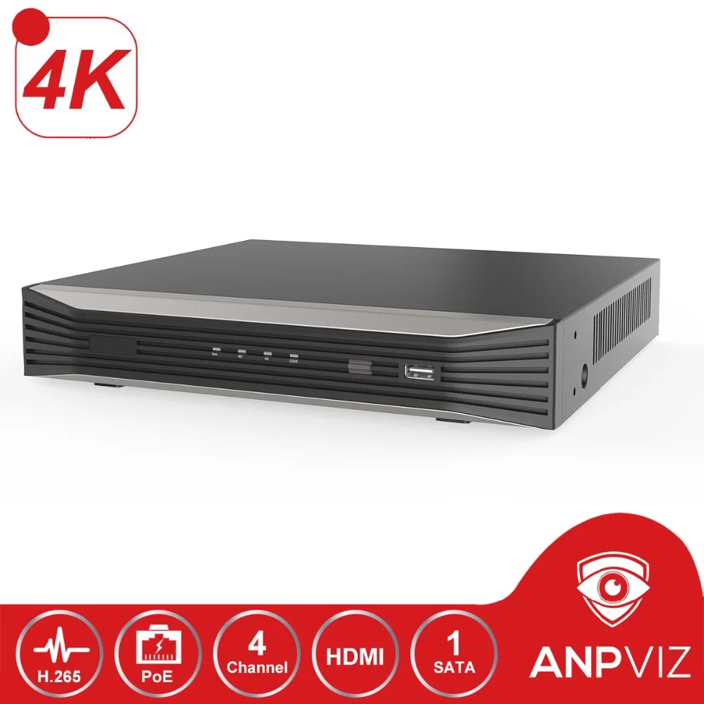 4K разрешение 4CH POE NVR Onvif NVR3004 4P 4 канальный сетевой видеорегистратор H.265 порта 1 HDMI