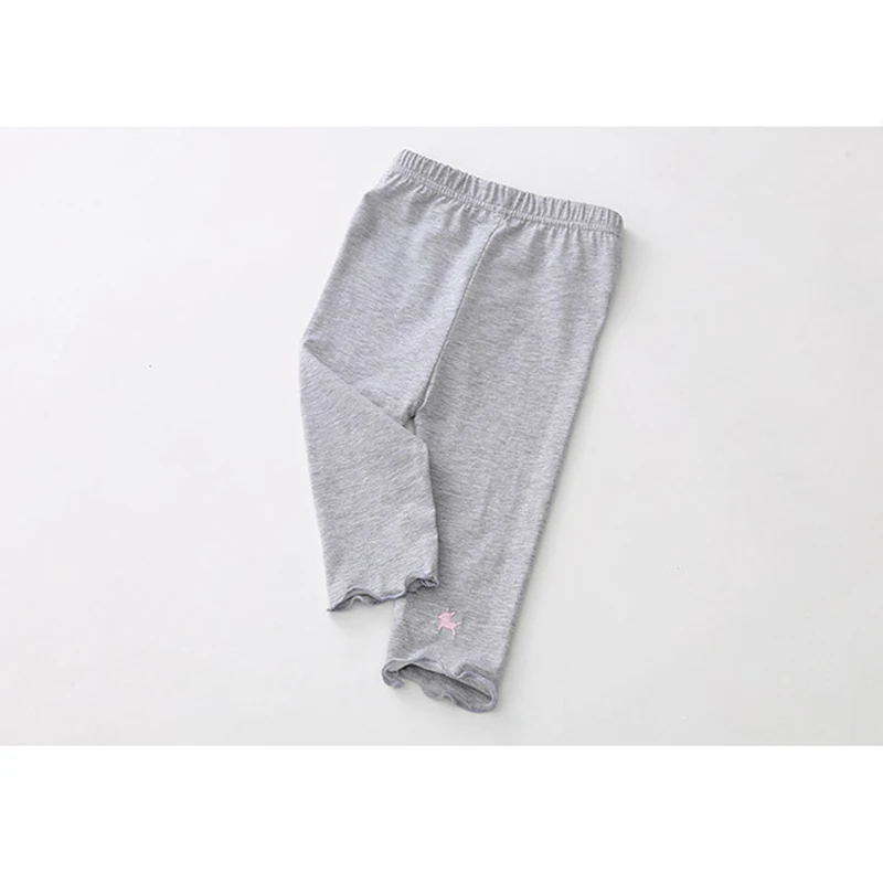 Детские облегающие леггинсы с вышивкой летние эластичные штаны карамельных