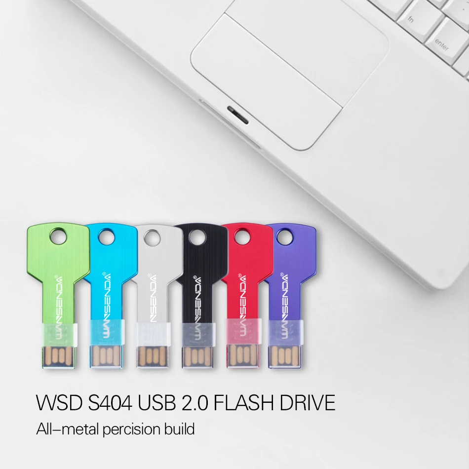 WANSENDA USB флеш накопитель 64 Гб металлический ключ 32 ГБ 16 8 водонепроницаемый Флешка 2