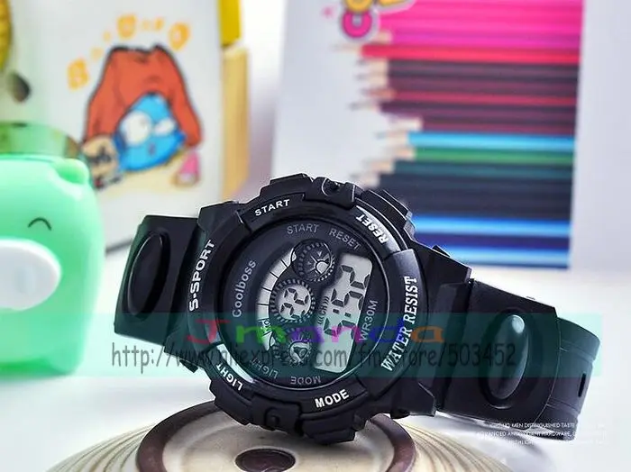 100 шт/партия крутой босс-0199 новые детские спортивные часы обернуть цифровые для