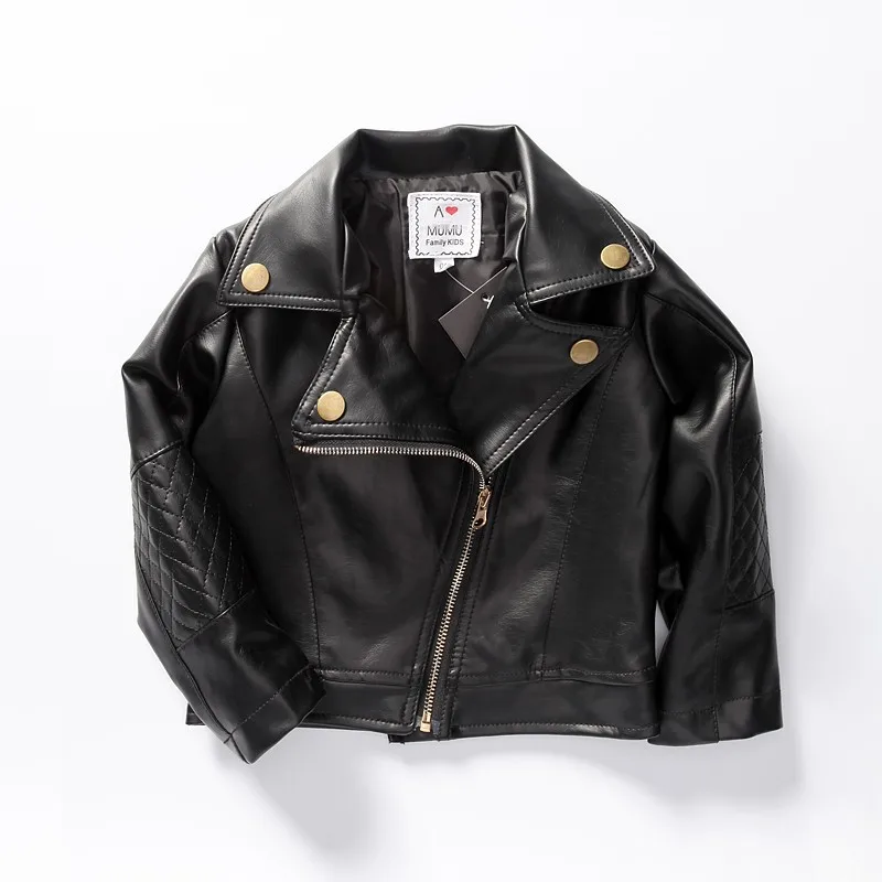 Новинка куртка для мальчиков кожаная модная черная Детская Jongens Jas одежда 6CT200|coat